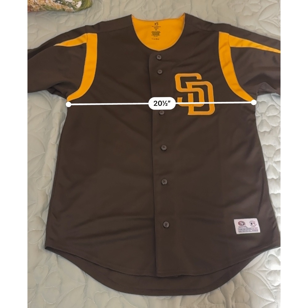 True Fan San Diego Padres MLB Baseball Jersey Brown Gold Mens Medium SD Logo - Picture 10 of 12